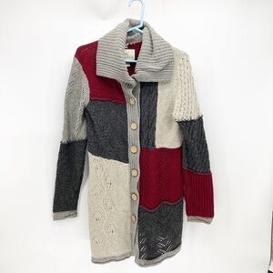 Bob Limley color block knit longline lambswool cardigan boho